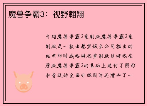 魔兽争霸3：视野翱翔